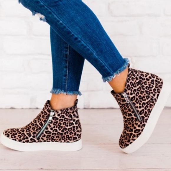 Meow Leopard Print Zipper detail Sneaker - Picture 4 of 4